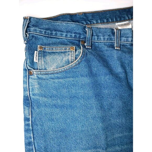 Carhartt Jeans Mens 46 Blue Denim Relaxed Fit Cotton Work Pants B17 Workwear - Picture 4 of 9